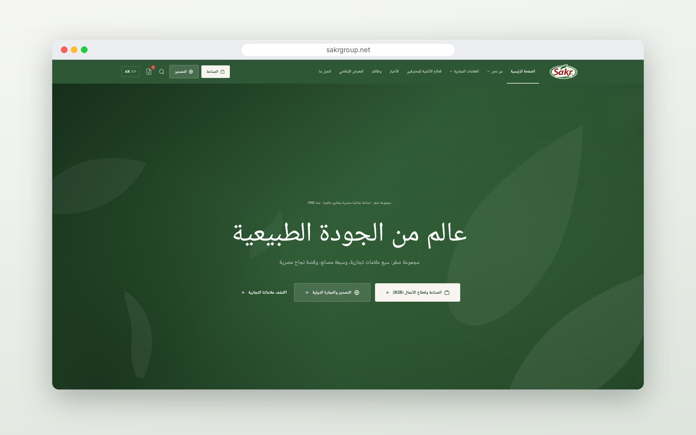 Arabic homepage with full right-to-left layout